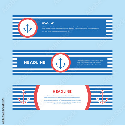Set of minimalistic marine web banner templates for web site
