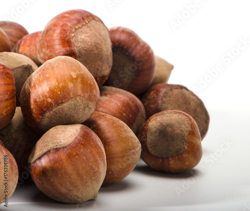 hazelnuts closeup on a light background