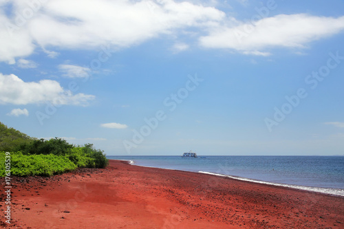 Red sand beach on Rabida Island, Galapagos National Park, Ecuador photo