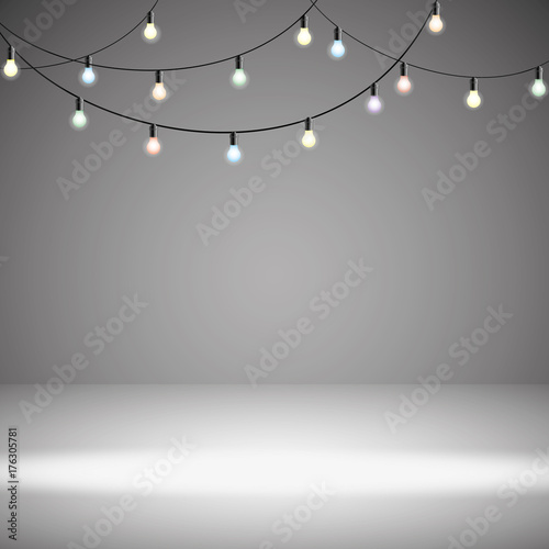 Christmas lights isolated on transparent background. Set of golden xmas glowing garland. Vector illustration © andreu1990