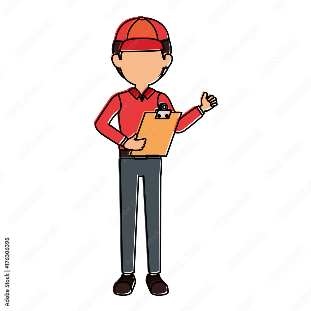 delivery worker with clipboard avatar character vector illustration design delivery worker with clipboard avatar character vector illustration design
