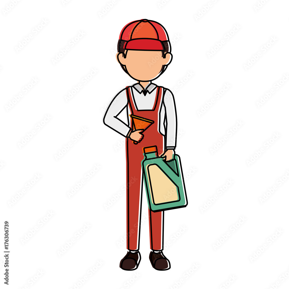 mechanic with gallon avatar character vector illustration design mechanic with gallon avatar character vector illustration design