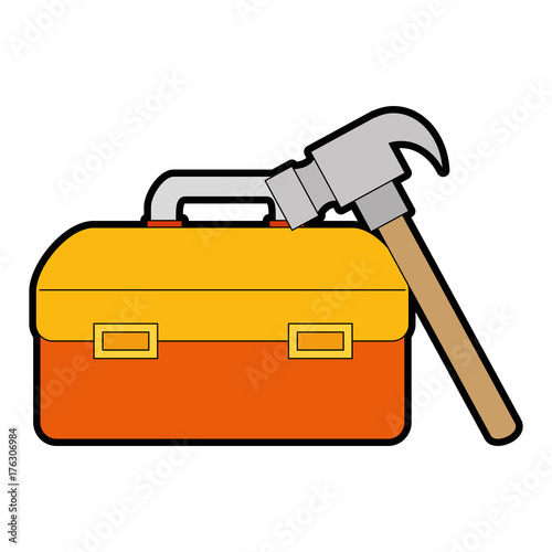 tool box with hammer vector illustration design