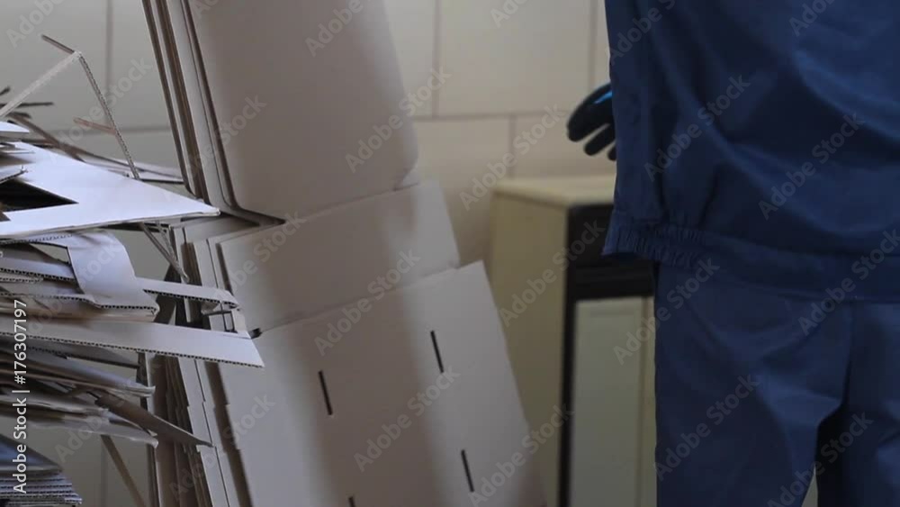 Close up box die cutting mold on manufacture of cardboard boxes