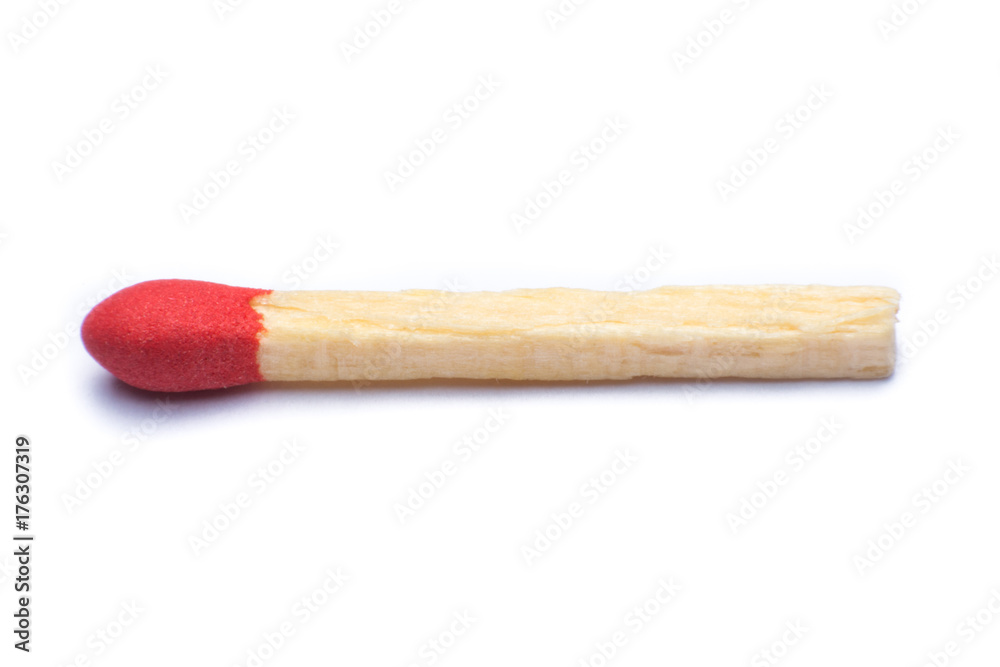 Close-up red match isolated on a white background Close-up red match isolated on a white background