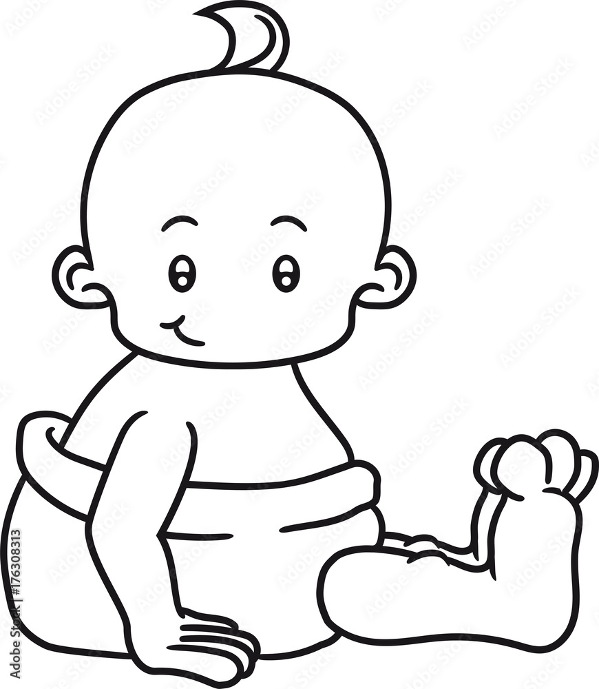 seitlich sitzend klein süß niedlich windel kind baby comic cartoon seitlich sitzend klein süß niedlich windel kind baby comic cartoon