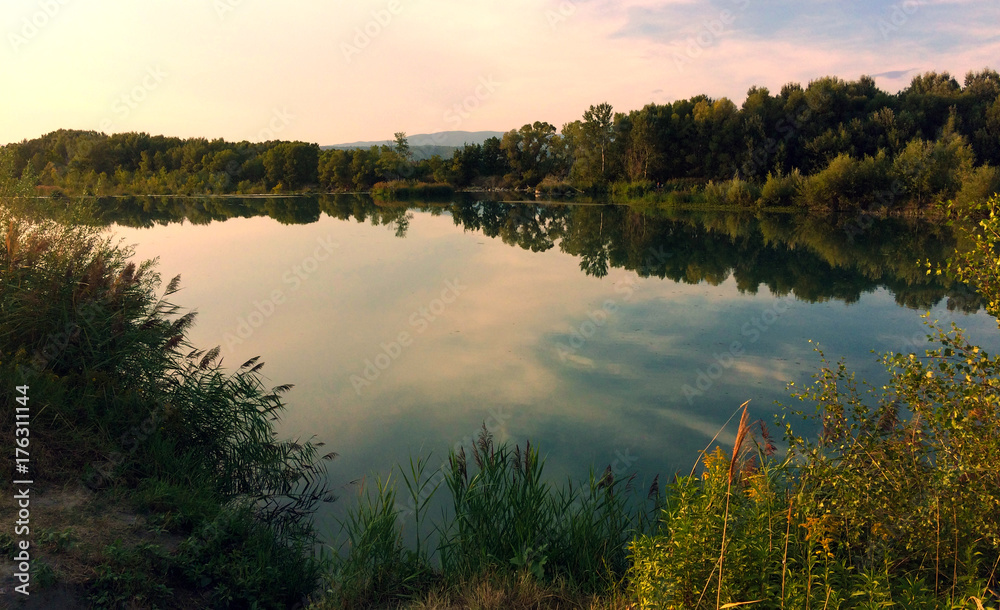 Evening light on Durance river 