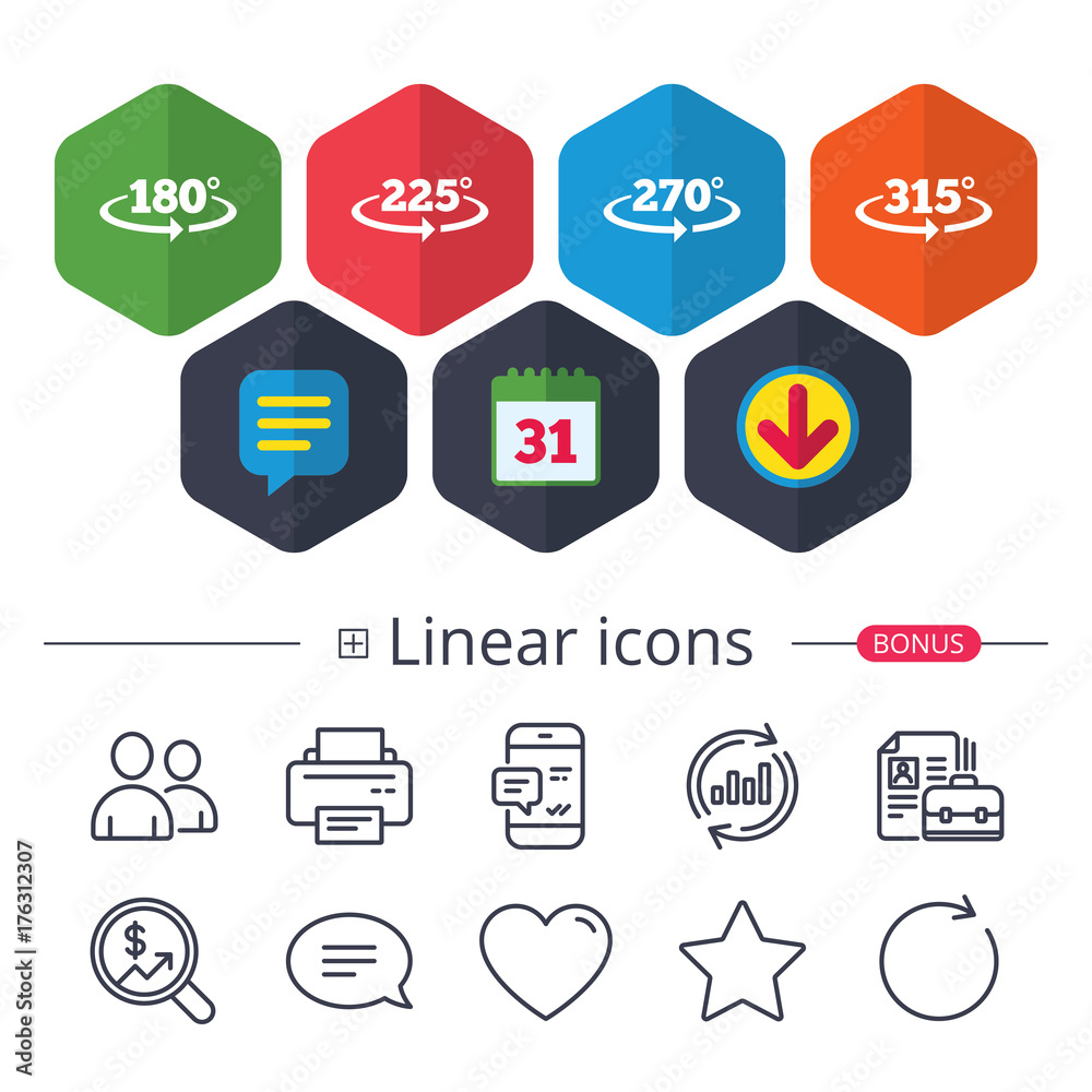 Angle degrees icons. Geometry math signs. Angle degrees icons. Geometry math signs.