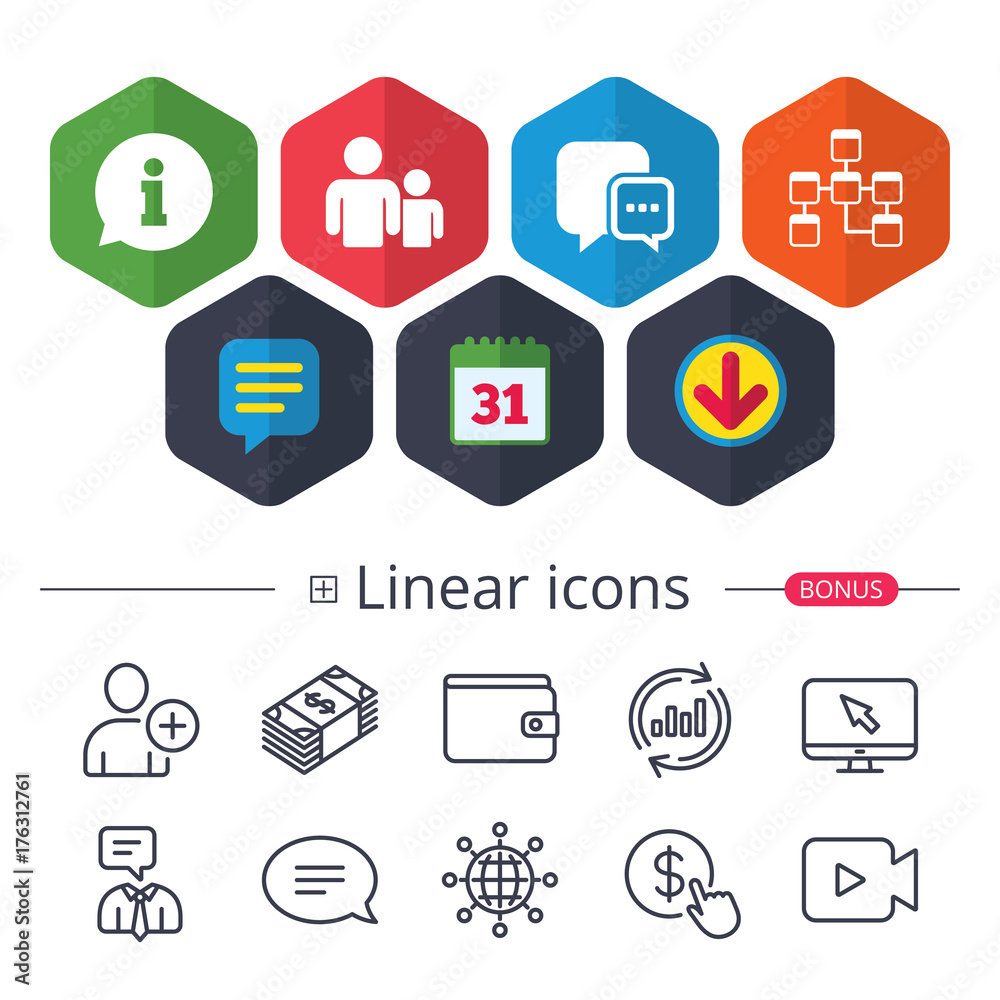Information sign and group. Communication icons. Information sign and group. Communication icons.