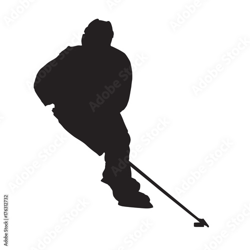 Ice hockey player, isolated vector silhouette