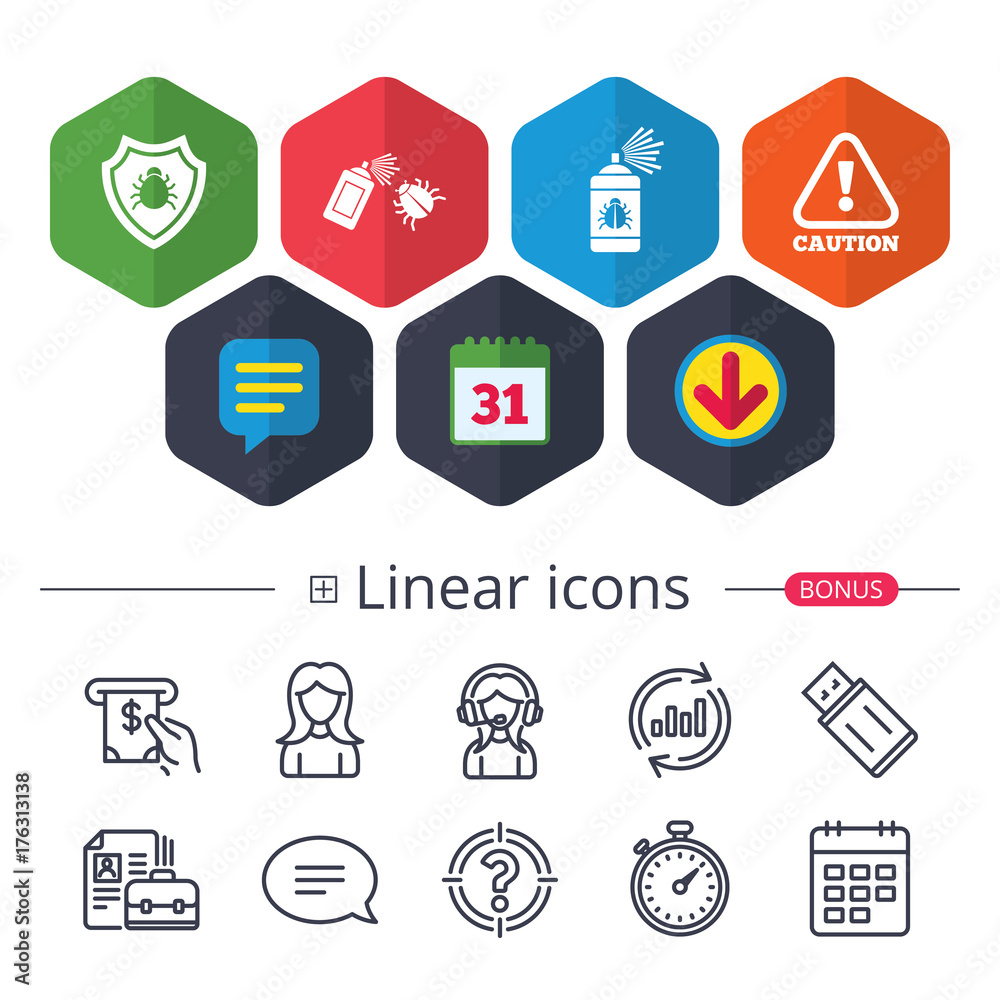 Bug disinfection signs. Caution attention icon. Bug disinfection signs. Caution attention icon.