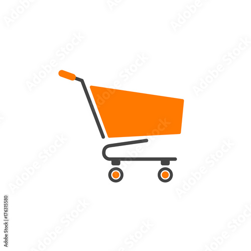 Shopping cart logotype orange with grey isolated vector
