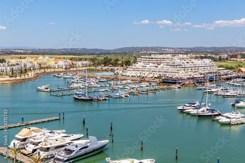 Aerial. View from the sky of marina and yacht Vilamoura. Algarve © sergojpg