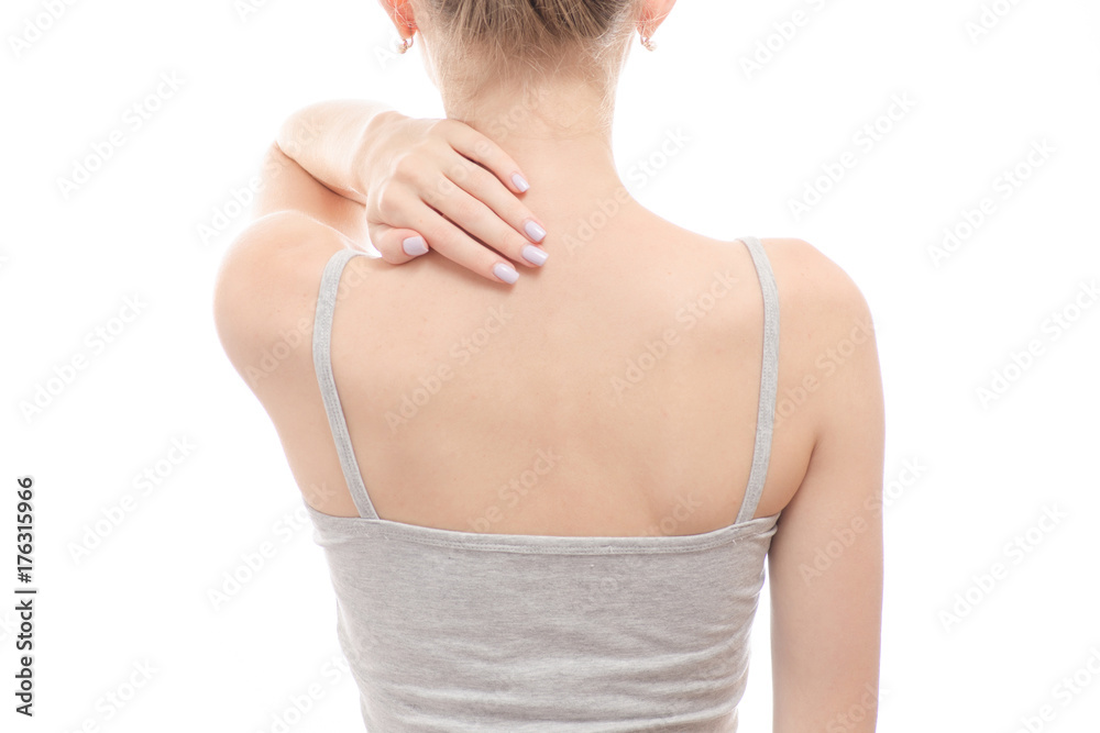 Female back of the hand holding the head Female back of the hand holding the head