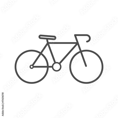 Bicycle icon outline silhouette on white background. Ground transport.