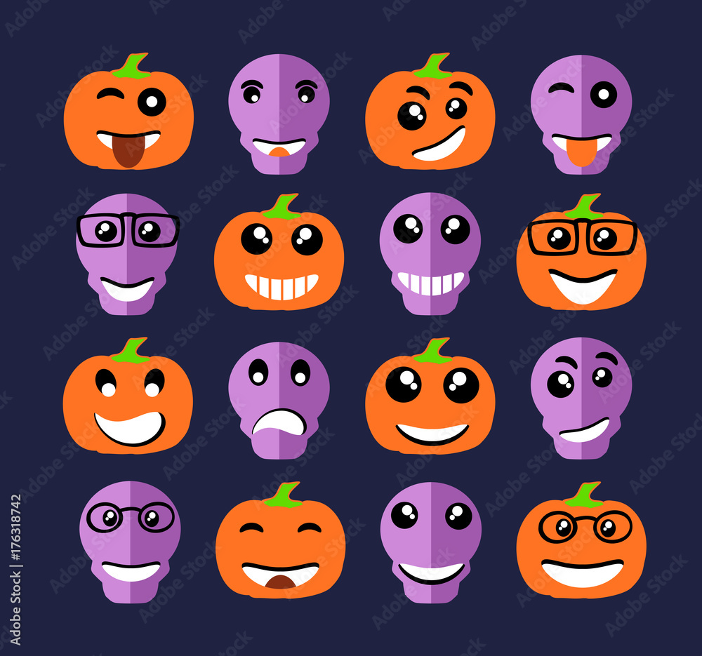 Fototapeta premium Halloween pumpkin Emoji emoticon expression