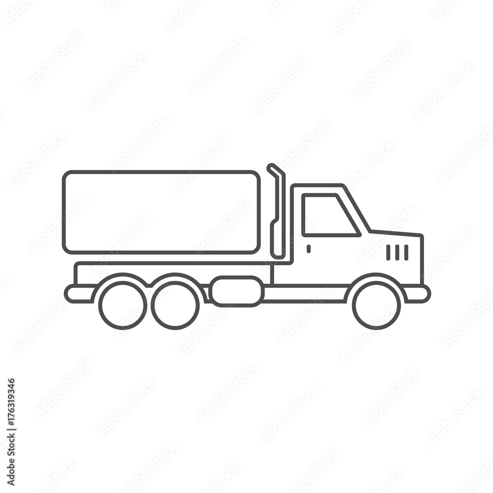 Truck with freight simple icon outline silhouette on white background. Truck with freight simple icon outline silhouette on white background.