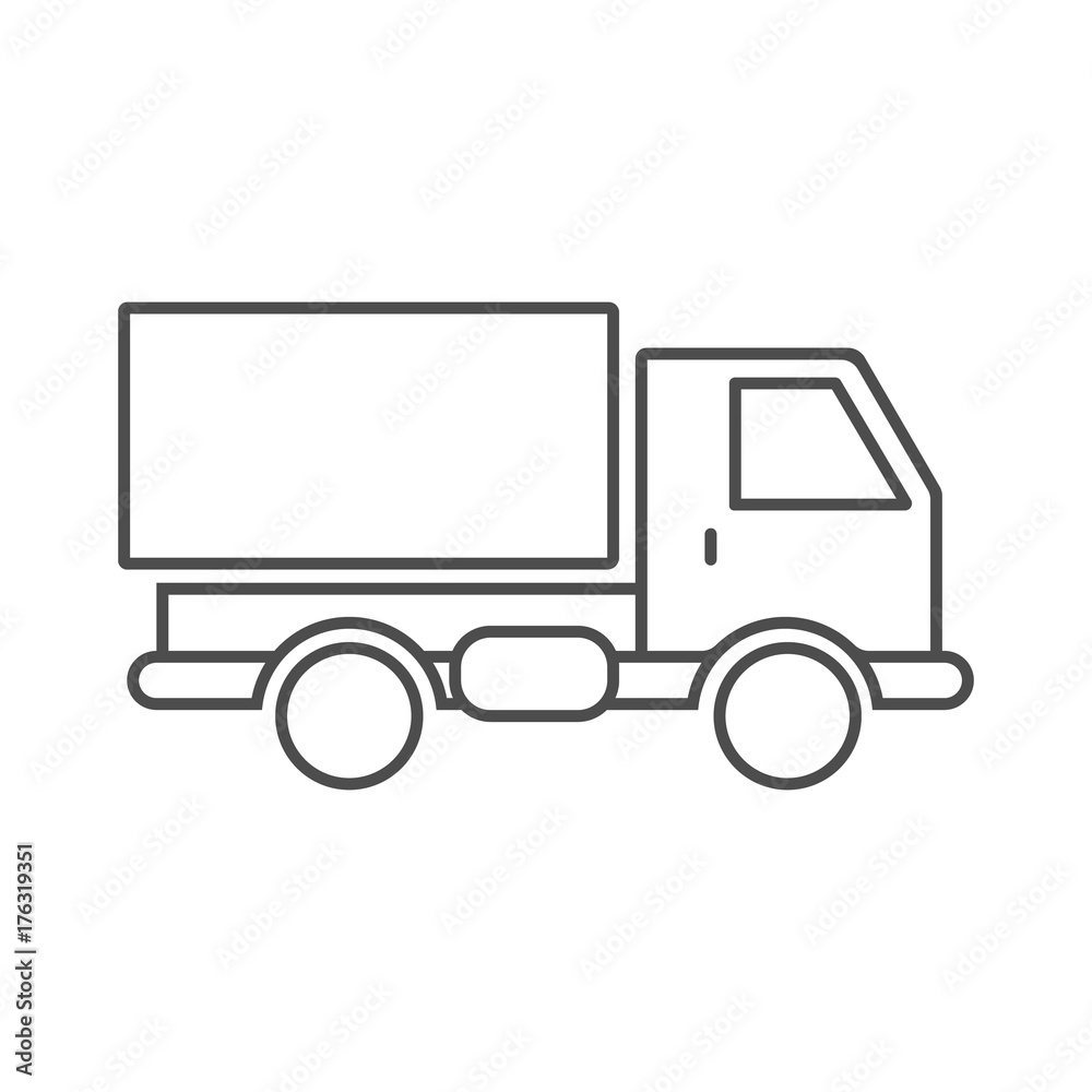Truck with freight simple icon outline silhouette on white background.
