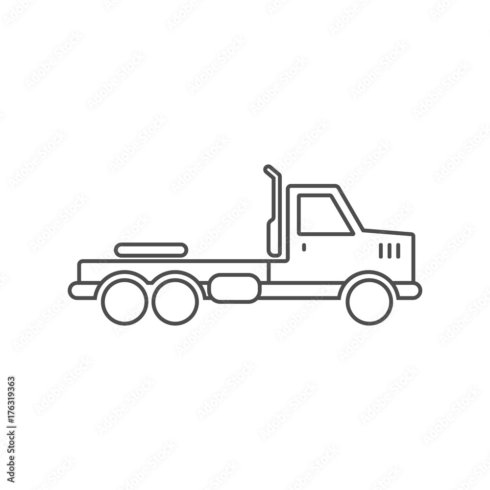 Truck without trailer simple icon outline silhouette on white background.