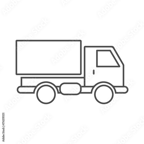 Truck with freight simple icon outline silhouette on white background.