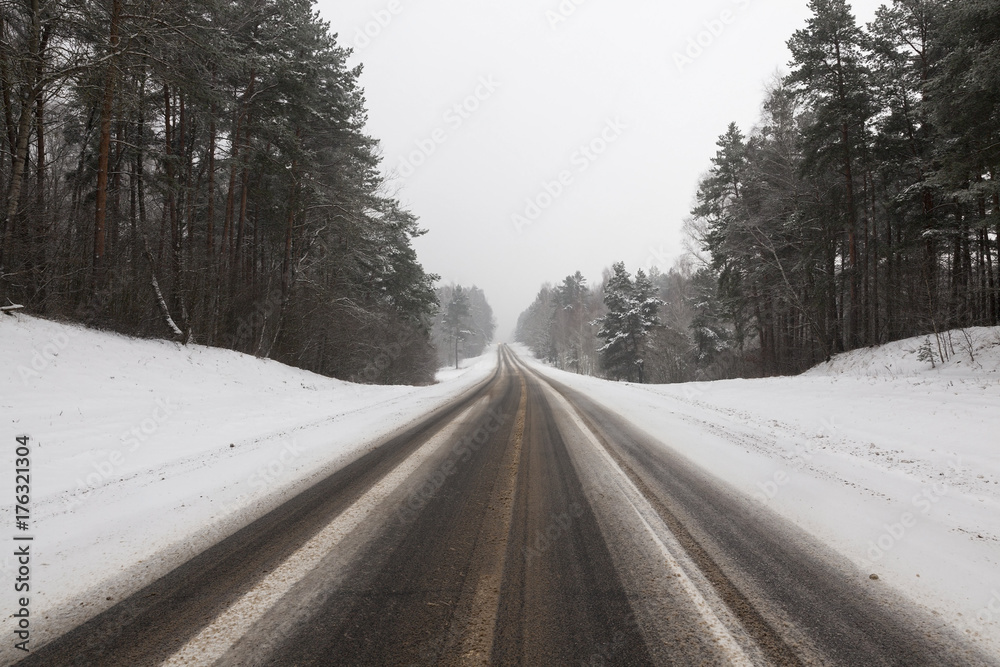 Snow drifts in winter