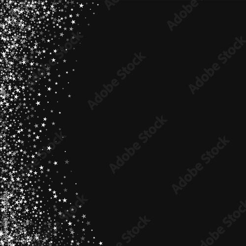 Amazing falling stars. Abstract left border with amazing falling stars on black background. Magnetic Vector illustration.