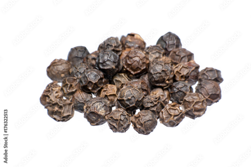 Black peppercorn against isolated on a white background