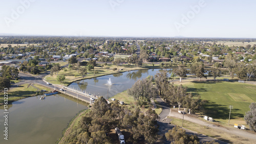 Aerial view of the town of Forbes New South Wales, Australia.
