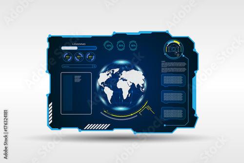 abstract world map digital frame tech sci fi concept design background