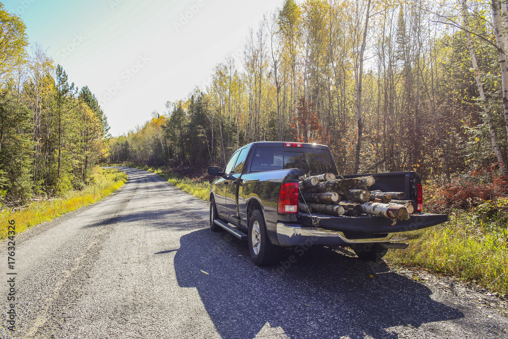 firewood in the truck