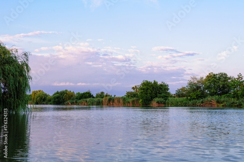Εκτύπωση καμβά Summer twilight over the Koros River - Bekesszentandras, Hungary