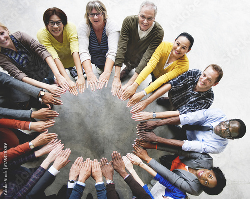 Diverse People Friendship Togetherness Connection Aerial View Concept