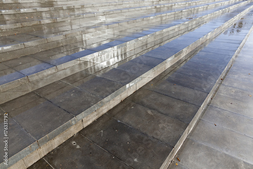 wet concrete steps