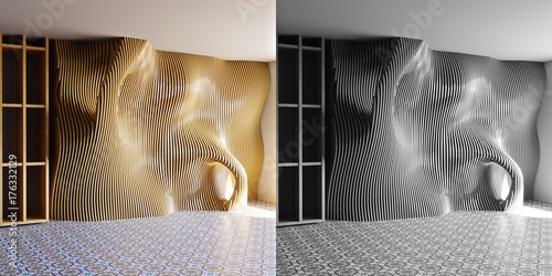 3D rendering. Parametric design in the interior