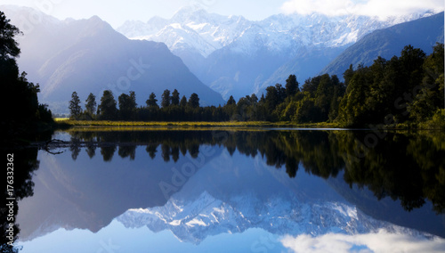 Lake Matheson with Mt Cook  New Zealand.