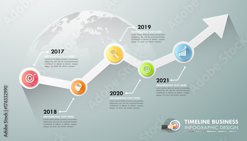 Arrow infographic template 5 options. Business concept can be used for workflow layout, diagram, number options, timeline, steps