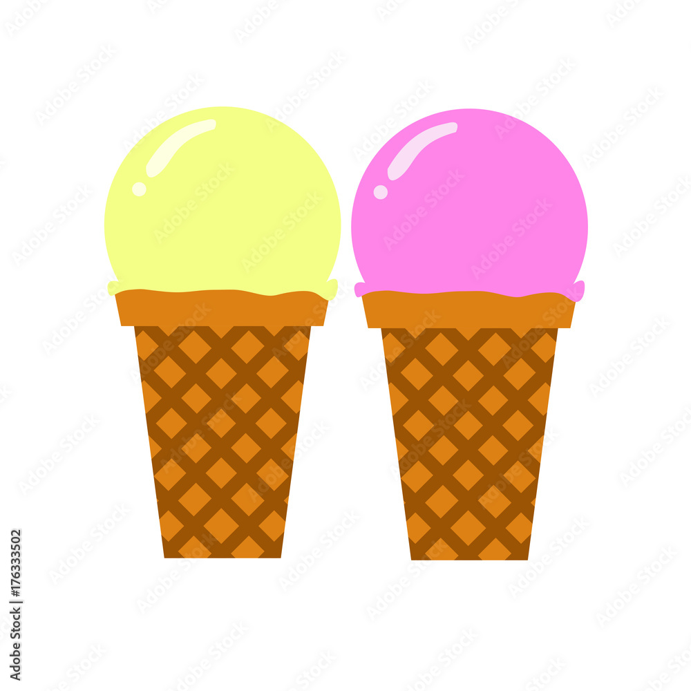Scooped Ice Cream Simple Flat Illustration Scooped Ice Cream Simple Flat Illustration
