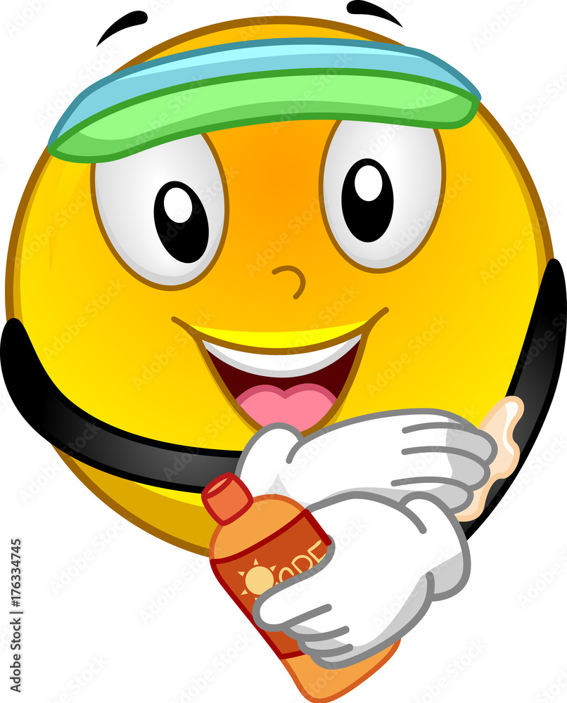 Naklejka premium Smiley Mascot Sunblock Illustration