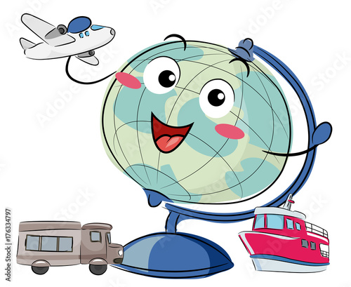 Globe Mascot Air Land Water...