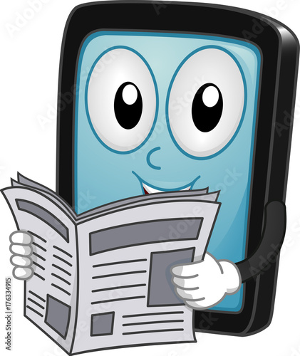 Tablet News Mascot Illustra...