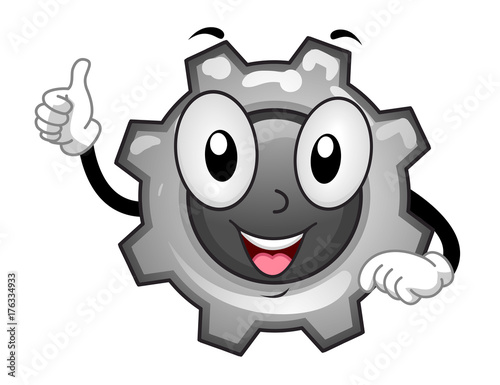 Cog Wheel Mascot Ok Illustr...