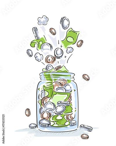 Money Jar Burst Illustration