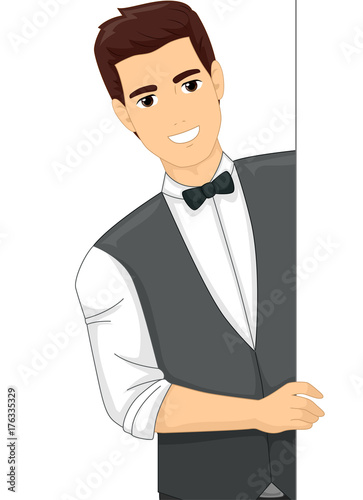 Man Bartender Board Illustr...