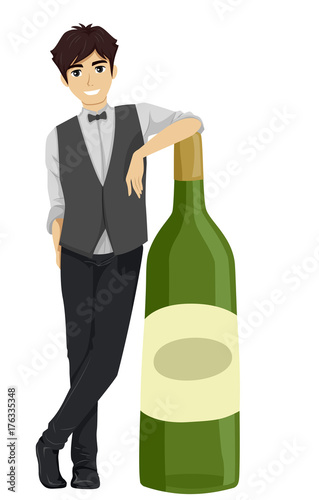 Teen Bartender Bottle Illus...