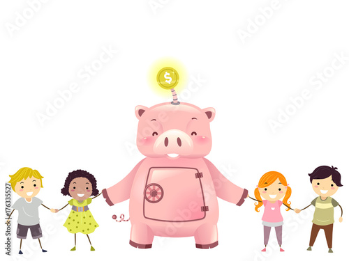 Stickman Kids Robot Piggy B...