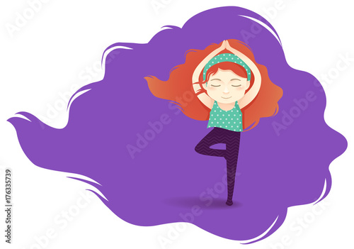 Kid Girl Yoga Illustration