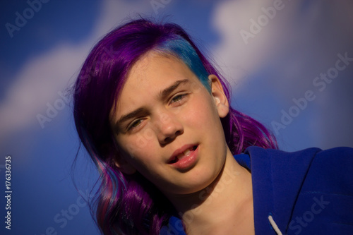 Girl with extreme hair photo