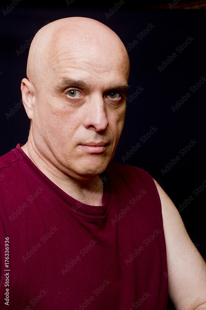 Portrait of an adult bald man Portrait of an adult bald man