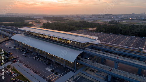 KUALA LUMPUR, MALAYSIA - JULY 18, 2017 : MRT (MASS Rapid Transit) Station in Kwasa Damansara, Malaysia, MRT is new public transport for everyone. photo