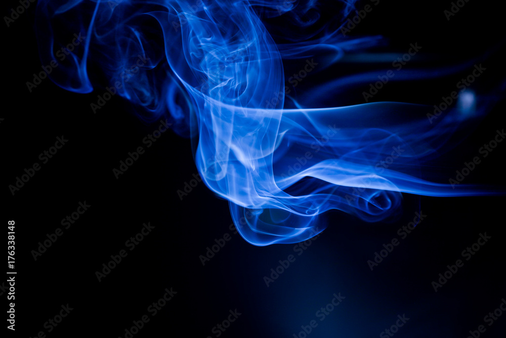 Blue toxic fumes movement on a black background. Blue toxic fumes movement on a black background.
